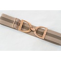 Hutson x Ellany Ellany Taupe Stripes - 1.5” Rose Gold Stirrup Elastic Belt