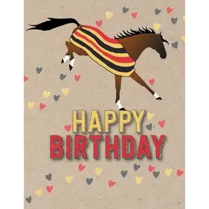 Horse Hollow Press Horse Greeting Birthday Card - Bucking Newmarket Blanket