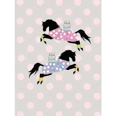 Horse Hollow Press Horse Greeting Birthday Card - Dot Horses w/ Cake
