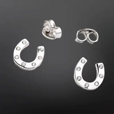 Westrian Westrian Sterling Silver Horseshoe Bling Earrings