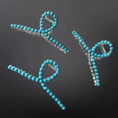 Westrian Westrian Turquoise Coral Clip Beaded Hair Clip