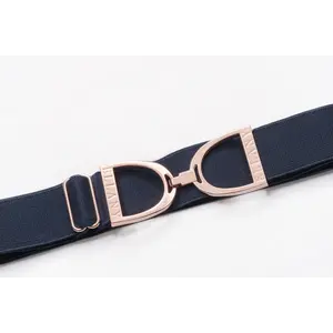 Hutson x Ellany Ellany Navy - 1.5" Rose Gold Stirrup Elastic Belt