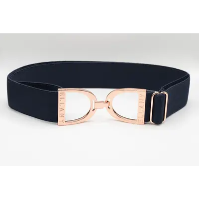 Hutson x Ellany Ellany Navy - 1.5" Rose Gold Stirrup Elastic Belt