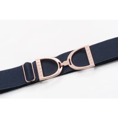 Hutson x Ellany Ellany Navy - 1.5" Rose Gold Stirrup Elastic Belt