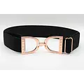 Hutson x Ellany Ellany Black - 1.5" Rose Gold Stirrup Elastic Belt