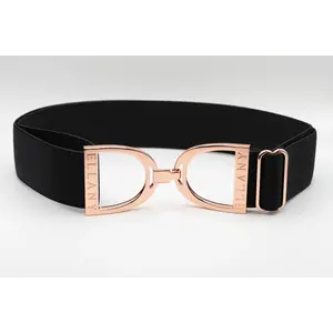 Hutson x Ellany Ellany Black - 1.5" Rose Gold Stirrup Elastic Belt