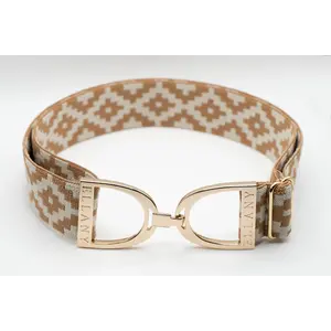 Hutson x Ellany Ellany Caramel Polo - 1.5" Gold Stirrup Elastic Belt