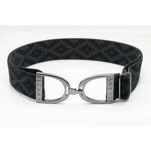 Hutson x Ellany Ellany Charcoal Polo - 1.5" Gunmetal Stirrup Elastic Belt