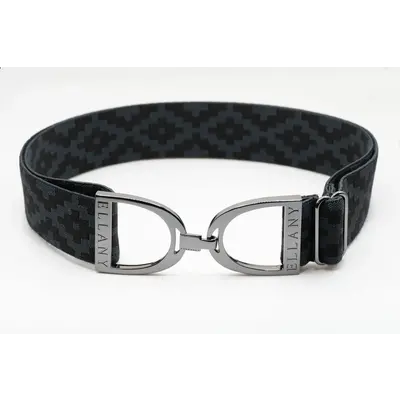 Hutson x Ellany Ellany Charcoal Polo - 1.5" Gunmetal Stirrup Elastic Belt