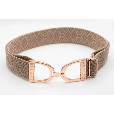 Hutson x Ellany Ellany Taupe Tribal - 1.5" Rose Gold Stirrup Elastic Belt
