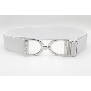 Hutson x Ellany Ellany White - 1.5" Silver Stirrup Elastic Belt
