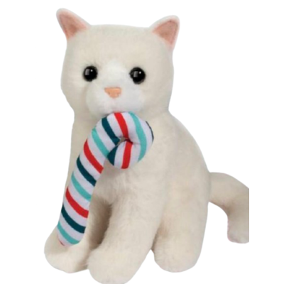 Douglas Douglas Mini White Cat w/ Candy Cane