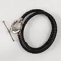 Urban Equestrian Urban Equestrian - Roundup - Braided Leather Horseshoe Bracelet - Black/Silver