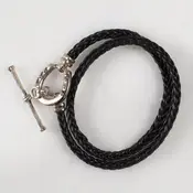 Urban Equestrian Urban Equestrian - Roundup - Braided Leather Horseshoe Bracelet - Black/Silver