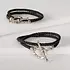 Urban Equestrian Urban Equestrian - Roundup - Braided Leather Horseshoe Bracelet - Black/Silver