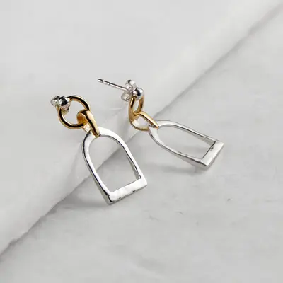 Urban Equestrian Urban Equestrian - Denby Riding Stirrup Earring - Two Tone