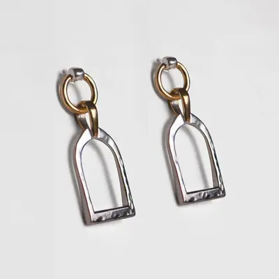 Urban Equestrian Urban Equestrian - Denby Riding Stirrup Earring - Two Tone