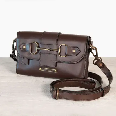 Urban Equestrian Urban Equestrian - Dalton - Horse Bit Crossbody Luxury Handbag - Deep Brown