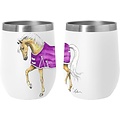 AWST int'l AWST Int'l - 12 oz Stainless Steel Wine Tumbler - Lila Palomino Horse - White/Purple, STD