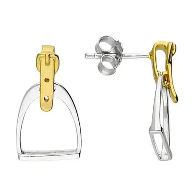 AWST int'l AWST Int'l - Two-Tone English Stirrup Earrings