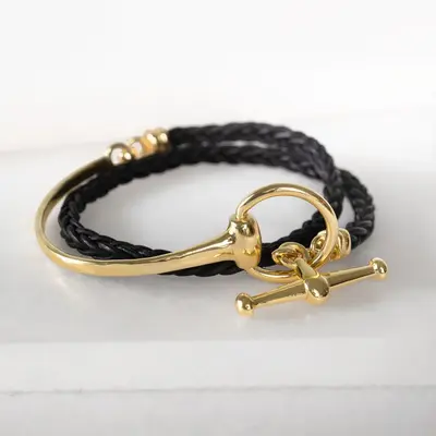 Urban Equestrian Urban Equestrian - Odeza - Wrap Around Horse Bit Bracelet - Gold/Black - Medium