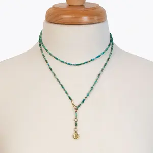 Urban Equestrian Urban Equestrian - Aurora - Turquoise & Gold Horseshoe Coin Strand Necklace
