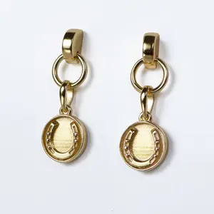 Urban Equestrian Urban Equestrian - Engraved Horseshoe Earrings - Medallion - 14k Gold Vermeil