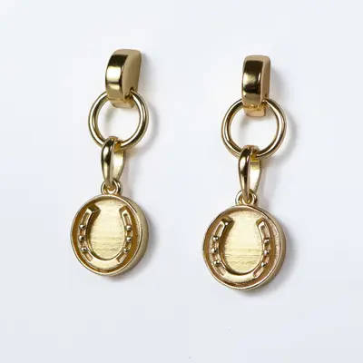 Urban Equestrian Urban Equestrian - Engraved Horseshoe Earrings - Medallion - 14k Gold Vermeil