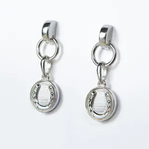 Urban Equestrian Urban Equestrian - Engraved Horseshoe Earrings - Medallion - Sterling Silver