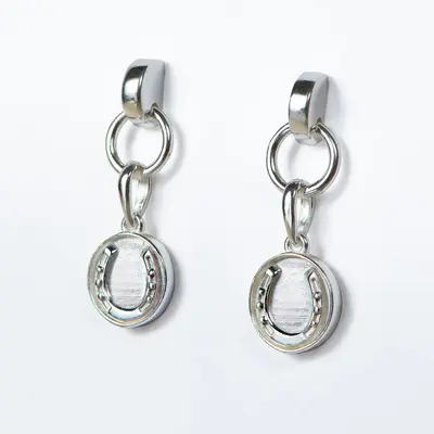 Urban Equestrian Urban Equestrian - Engraved Horseshoe Earrings - Medallion - Sterling Silver