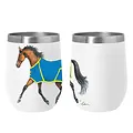 AWST int'l AWST Int'l - 12 oz Stainless Steel Wine Tumbler - Lila Grey Horse - White/Red, STD