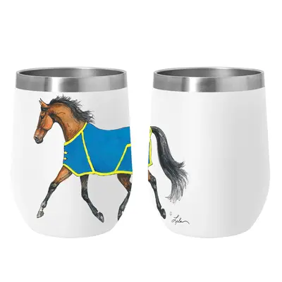 AWST int'l AWST Int'l - 12 oz Stainless Steel Wine Tumbler - Lila Grey Horse - White/Red, STD