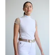 70 Degrees 70° Mesh Show Shirt Mock Neck w/ Lace Sleeve