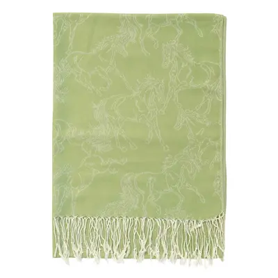 AWST int'l AWST Int’l Lila Linear Horses Pashmina Scarf - Olive
