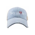 KatyDid KatyDid - Boy Mom (Red Heart) Denim Trucker Hat - Denim Blue