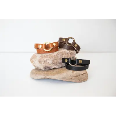 Aura Design Co Aura Design Leather O-Ring Wrap Bracelet