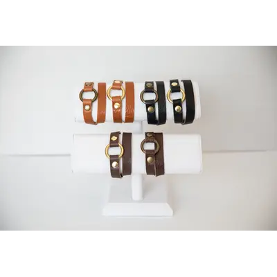 Aura Design Co Aura Design Leather O-Ring Wrap Bracelet