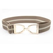 Hutson x Ellany Ellany Taupe & Cream - 1.5” Gold Stirrup Elastic Belt