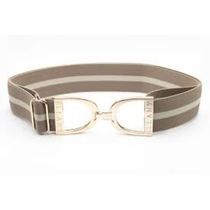Hutson x Ellany Ellany Taupe & Cream - 1.5” Gold Stirrup Elastic Belt