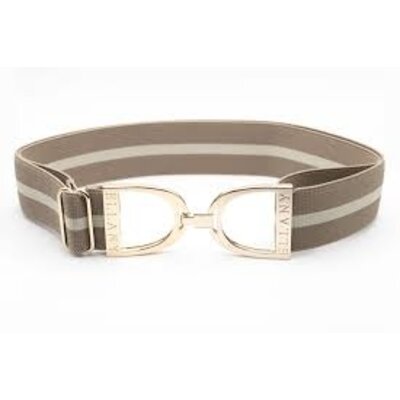 Hutson x Ellany Ellany Taupe & Cream - 1.5” Gold Stirrup Elastic Belt