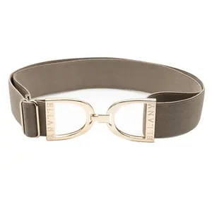 Hutson x Ellany Ellany Taupe - 1.5" Gold Stirrup Elastic Belt