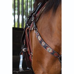 Circle Y Circle Y Sunset Southwestern Beaded Breast Collar Beaded - Black/Red/White