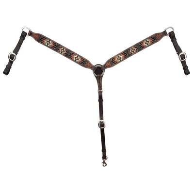 Circle Y Circle Y Sunset Southwestern Beaded Breast Collar Beaded - Black/Red/White