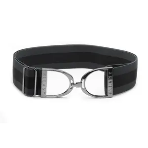 Hutson x Ellany Ellany Charcoal Stripes - 2" Gunmetal Stirrup Elastic Belt