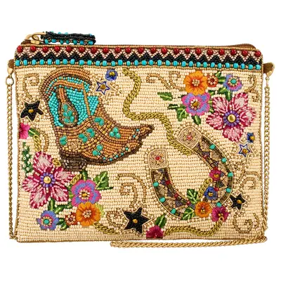 Faire Mary Francis Accessories On The Range Western Boots and Horseshoe Ivory Beaded Mini