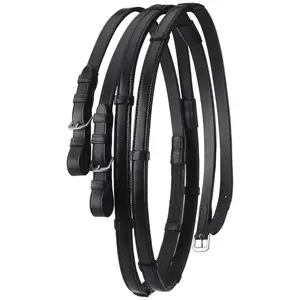 Ovation Ovation - Rubber Line Reins w/ Leather Stops -  Black - 5/8 x 54"