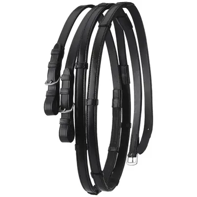Ovation Ovation - Rubber Line Reins w/ Leather Stops -  Black - 5/8 x 54"