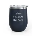 Unsustainable Equestrian Unsustainable Equestrian - Wine Tumbler 12oz - Better at the Barn - Navy Blue