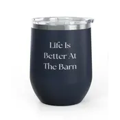Unsustainable Equestrian Unsustainable Equestrian - Wine Tumbler 12oz - Better at the Barn - Navy Blue