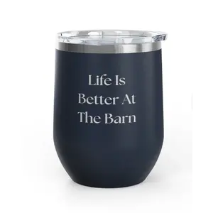 Unsustainable Equestrian Unsustainable Equestrian - Wine Tumbler 12oz - Better at the Barn - Navy Blue